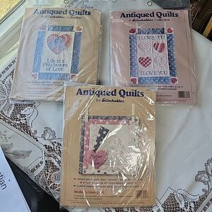 3 Antiqued Quilts Craft Kits Stitchables Applique Mini 7817 7826 72011 Unopened